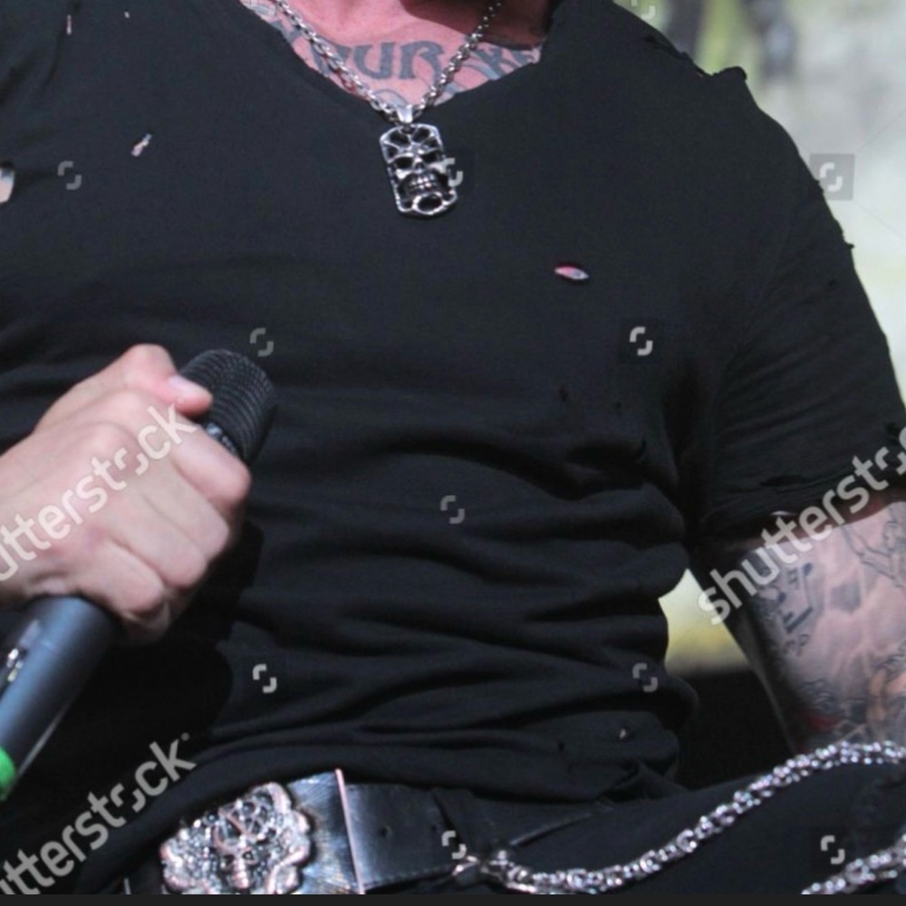 Travis Walker custom silver skull dog tag 24" necklace - Picture 7 of 7